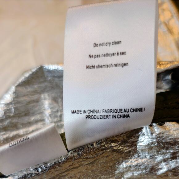 GANNI Nylon Olive & Silver Metallic Full Maxi Skirt Size EU 34 Logo Snap Closure - Picture 4 of 6